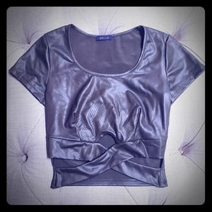 Olive pleather looking crop top